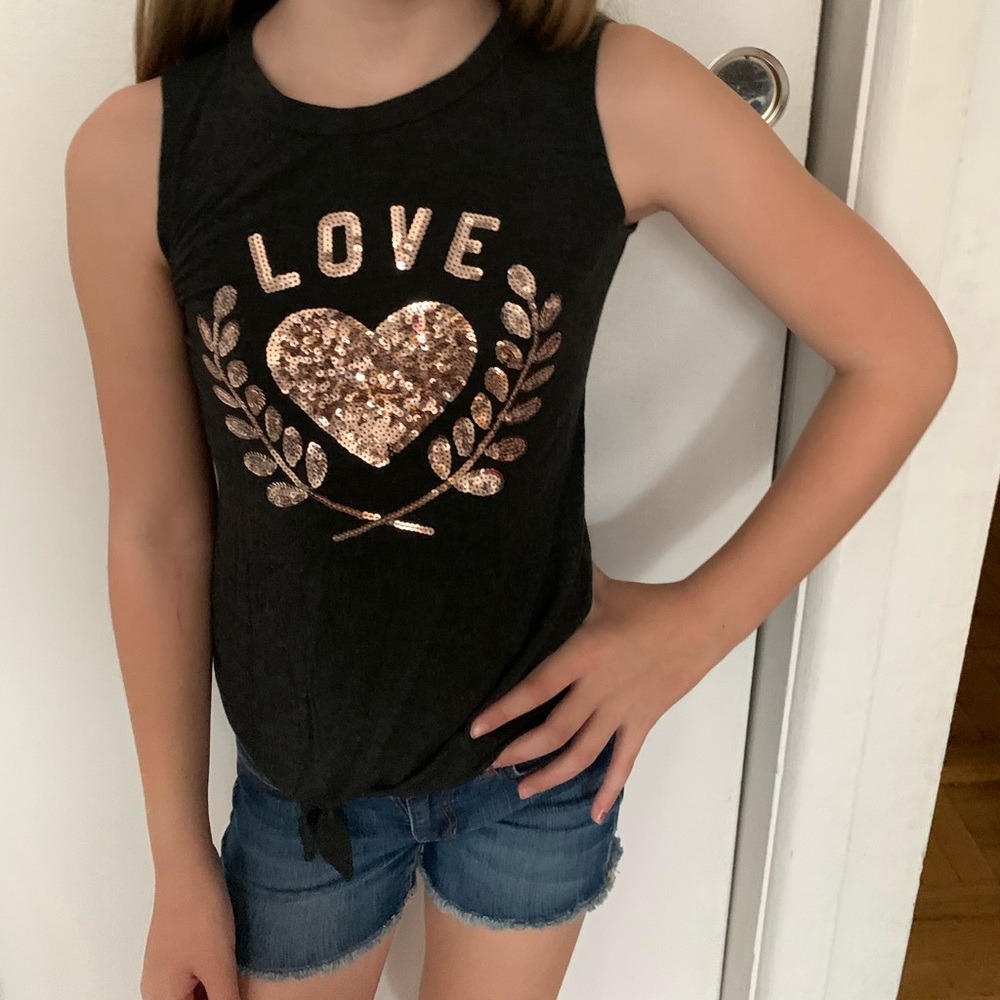 Miss Chievous Sequin Love Tank with Tie Girls Sz S